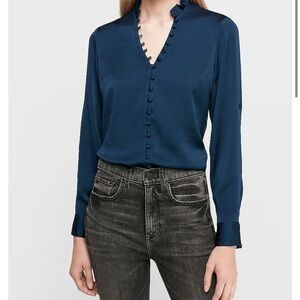 Express black vintage button portofino blouse